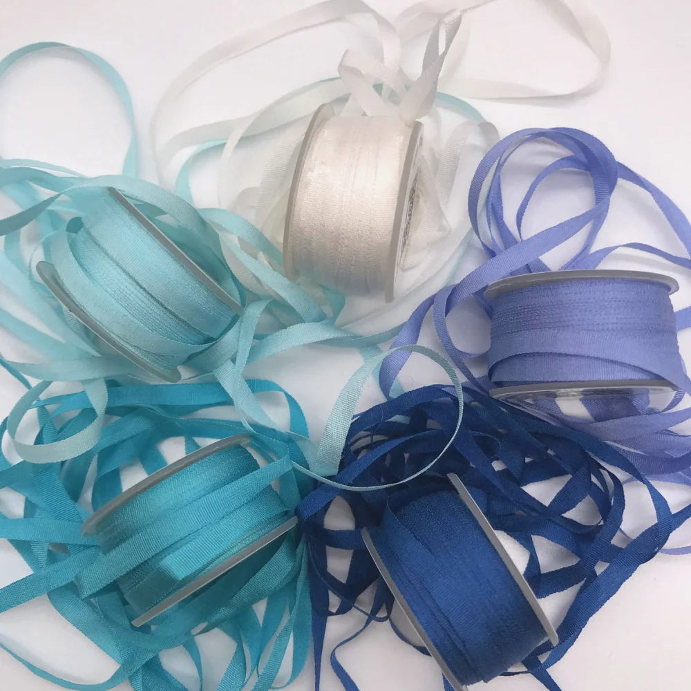 

4mm, 10yards/color,silk set,100% real pure silk thin normal silk ribbons for embroidery and handcraft project,gift packing