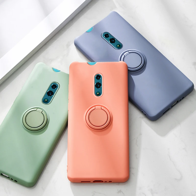 Роскошный мягкий силиконовый чехол для Oppo Reno 10X с зумом и металлическим кольцом