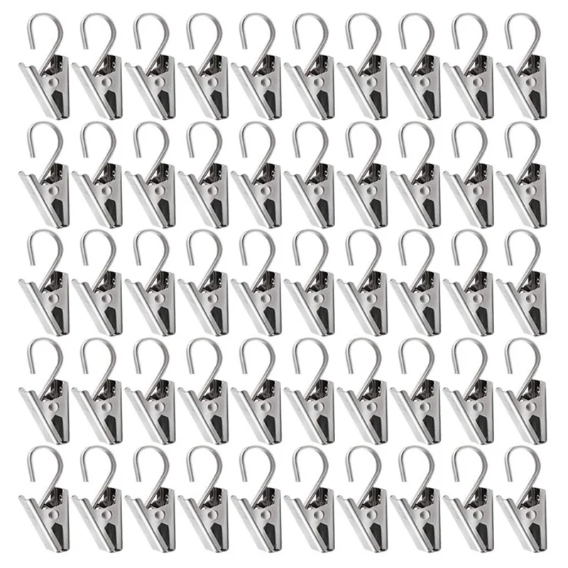 25/50pcs Stainless Curtain Clips With Hook for Photo Home Decoration Party Light 