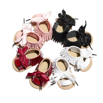 

Fashion Fringed Leather Sandal Lace Straps Baby Toddler Shoes Girls Soft Bottom Anit-Slip Beach Shoes Newborn Girl Sandals