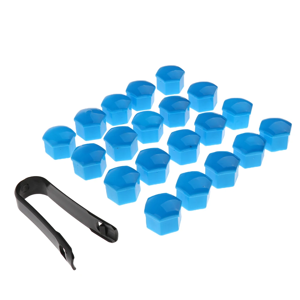 20 Pieces Car Truck Wheel Tyre Center Hub Screw 17mm Protective Cap - Цвет: Blue