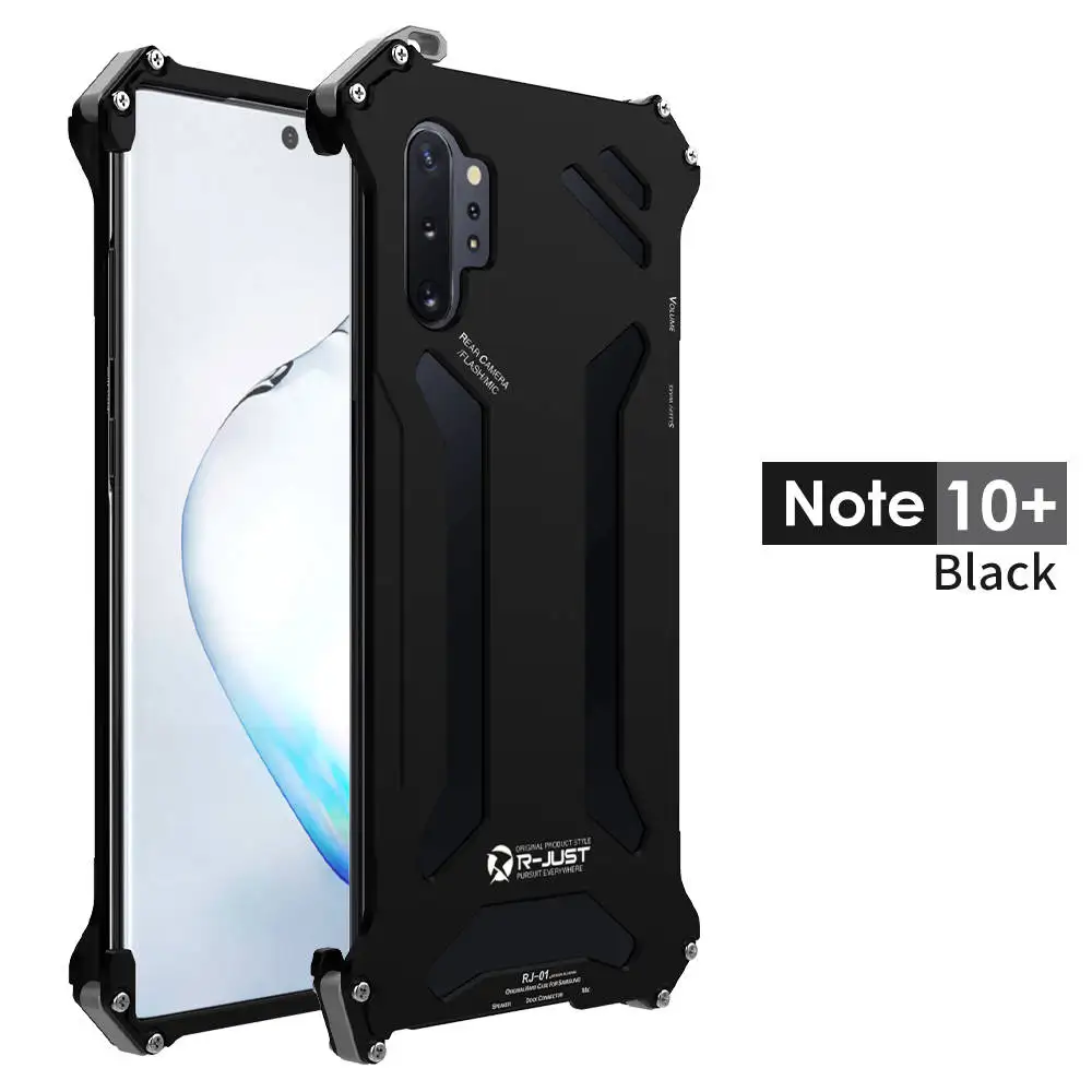 Роскошный защитный металлический алюминиевый чехол для samsung Galaxy Note 10 Plus 9 8 S10 S10E S9 S8, пылезащитный чехол - Цвет: Black