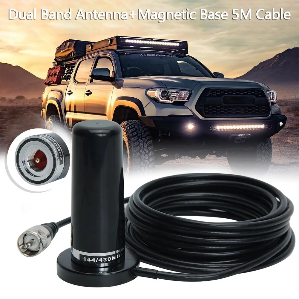 Dual Band 144/430MHz Ham Moible Radio Antenna PL259 with Magnetic Base 5M Cable for Car Truck Amateur Radio Walkie Talkie Porn Photo