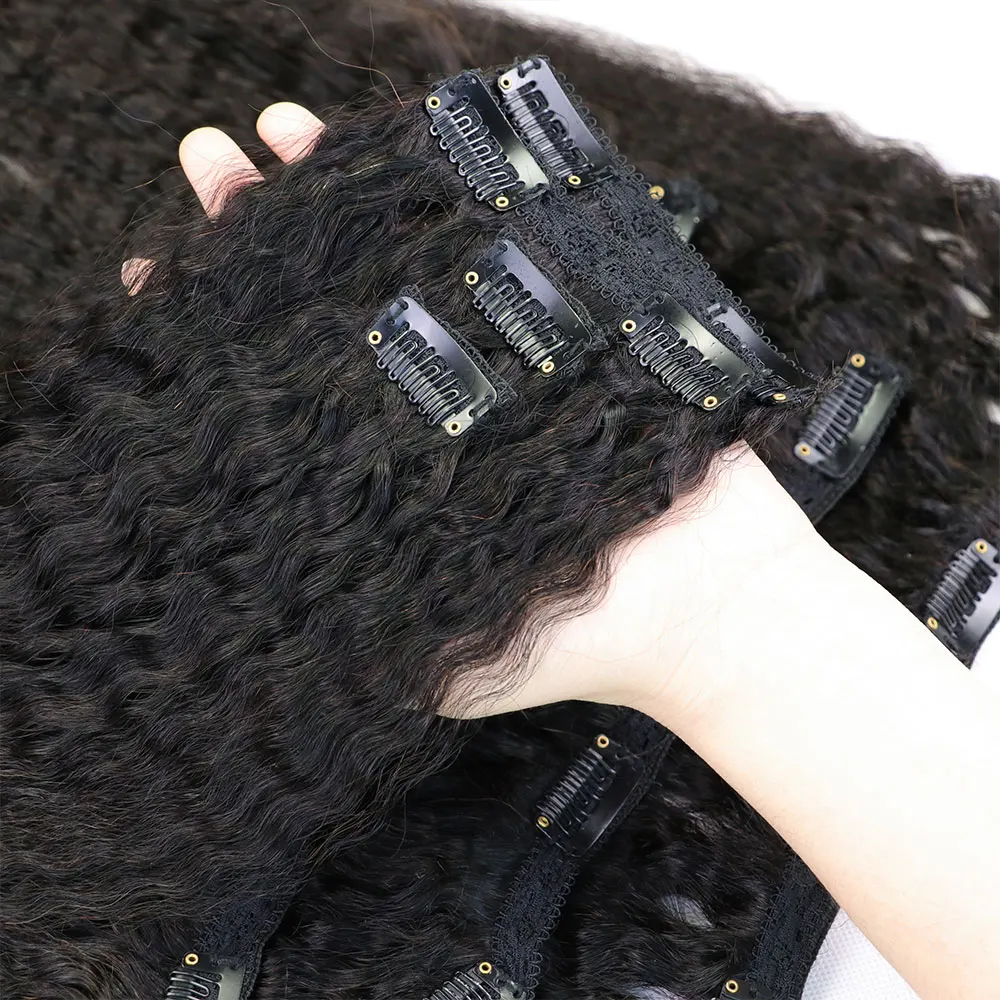MRSHAIR курчавые прямые клипсы Ins человеческие волосы натуральные Remy полная голова 8