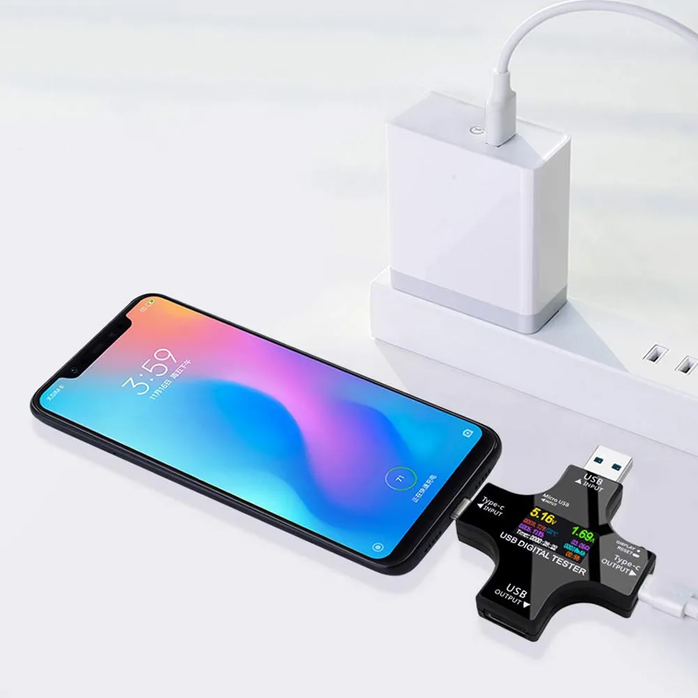 Многофункциональный Тип-C измерительный прибор USB тестер ЖК-дисплей цифровой мультиметр с измерением напряжения и тока LSMK99