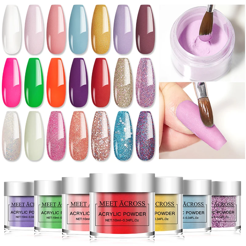MEET ACROSS 60ml Acrylic Liquid Nail Polish Crystal Acrylic Nail Powder
