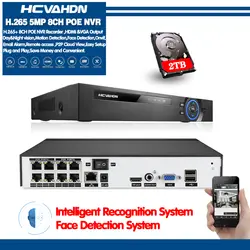 Видеонаблюдение H.265 PoE NVR 4 8 каналов для HD 5MP IP камера PoE 4CH 8CH PoE NVR 4MP 5MP 48V ONVIF 2,0 распознавание лица