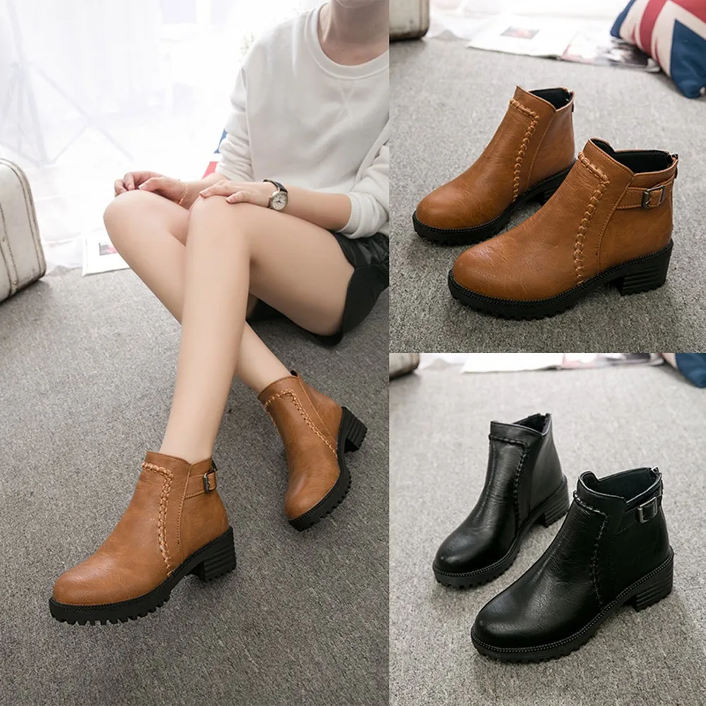 

2019 NEW ankle boots Student High-Heeled Martin Boots Bare Boots bota feminina Thick Short Boots zapatos de mujer botines 778
