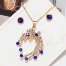 ZOSHI Elegant Gold Color Austrian Crystal Pendants Necklaces Earrings Bridal Flower Rhinestone Jewelry Sets For Women