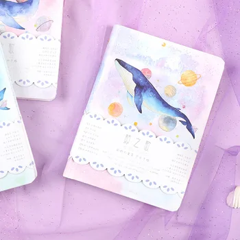 

"Universe Whale" Cute Hard Cover Any Date Monthly Daily Planner Agenda Journal Diary Free Note