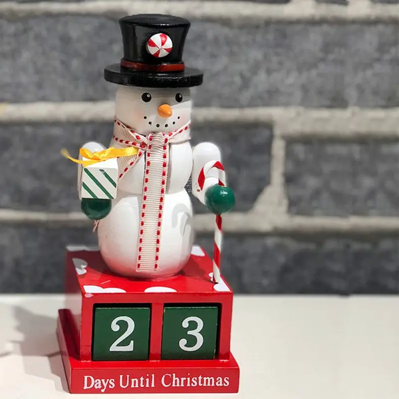 Календарь Advent рождественские деревянные декорации орех солдат обратный отсчет календарь в форме снеговика милое мультяшное украшение 16*7*7 см