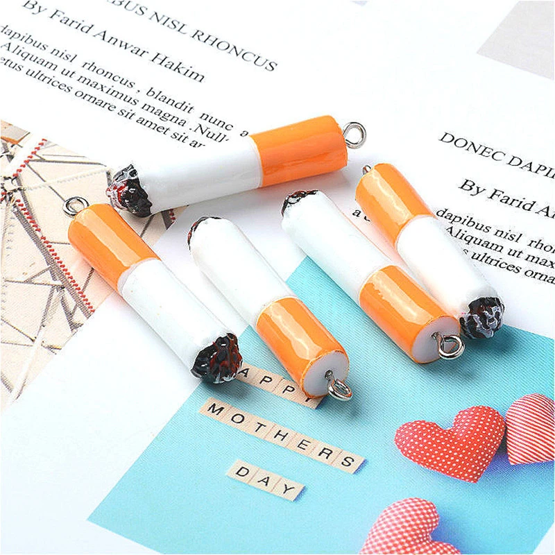 10pcs/pack Cigarette Smoking Resin Charms For Jewelry Making Keychain ...