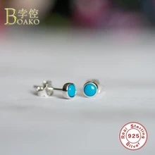 Настоящие 925 серебряные серьги для женщин, серьги из синего камня, подарок для девушек, хрящевой пирсинг для уха, женские серьги, маленькие бусинки, aretes B5