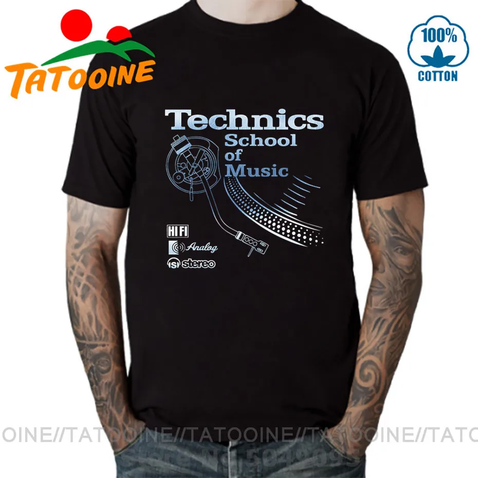 Tatooine Retro Deejay Shirt Long Play Tshirt Technics School Of Music T Shirt Uomo Vintage Dj Music T-Shirt 2020 Hot Fashion Tops