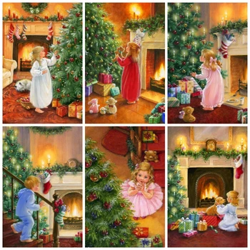 

HUACAN 5D DIY Diamond Painting Kid Handicraft New Arrival Diamond Embroidery Christmas Tree Mosaic Rhinestone Kit Handmade Gift