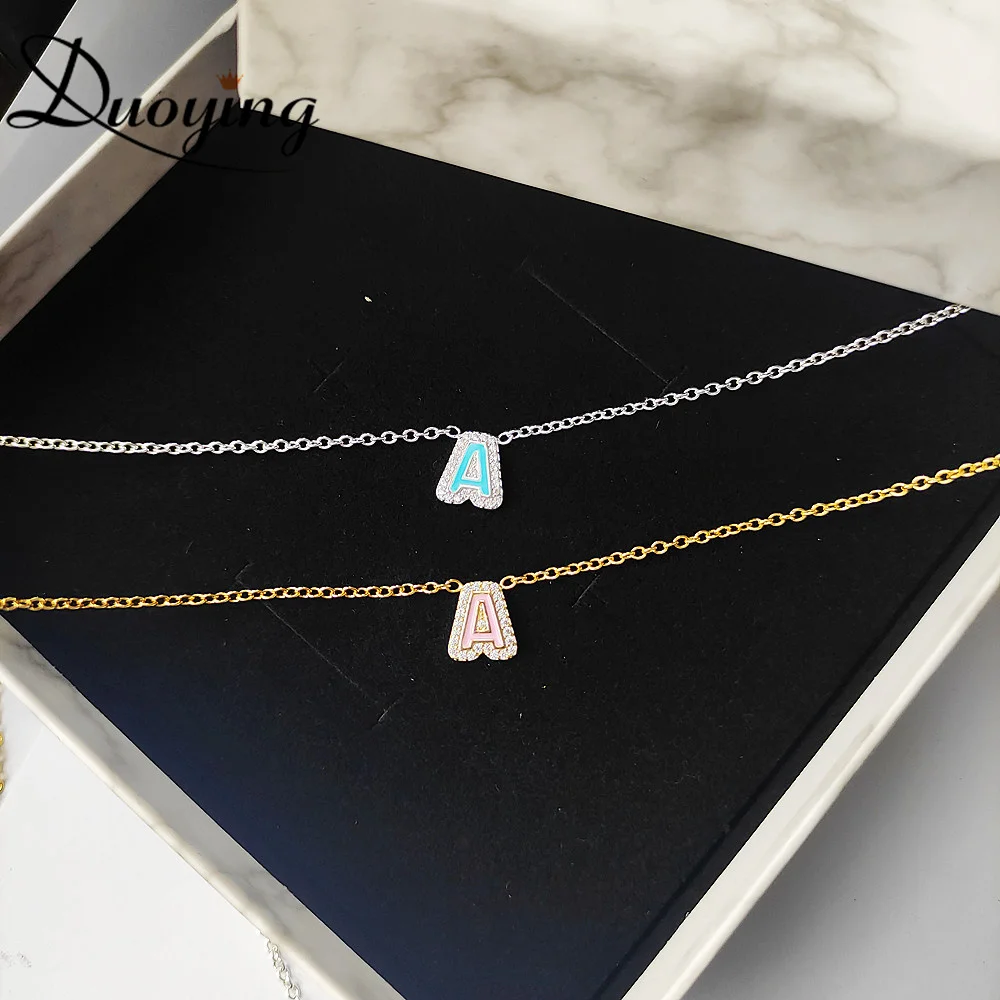 DUOYING 2021 Enamel Name Necklace Single Letters Choker
