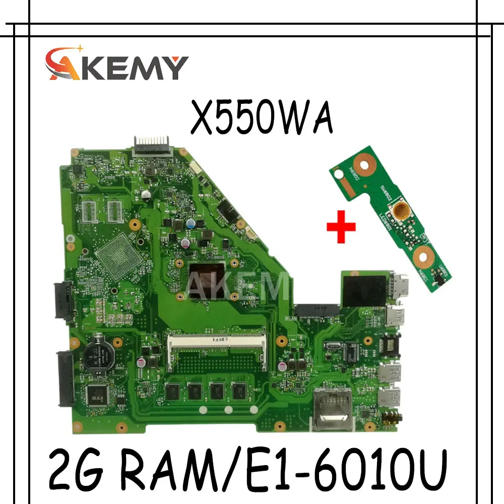 Akemy X550WA материнская плата для ноутбука For Asus X550WAK X550W X550WE X552E X550EP X550EA тестовая 2G RAM/E1