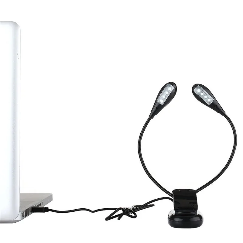 Светодиодный двухполюсный светильник ZANCAKA с USB, Настольная мини-лампа для ухода за глазами, настольная лампа с двумя гибкими гусиными углами и зажимом, Музыкальный Настольный светильник