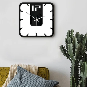 

Square Wall Clock Modern Design Nordic Style Living Room Wall Clock Fashion Creative Bedroom Silent Quartz Watch
