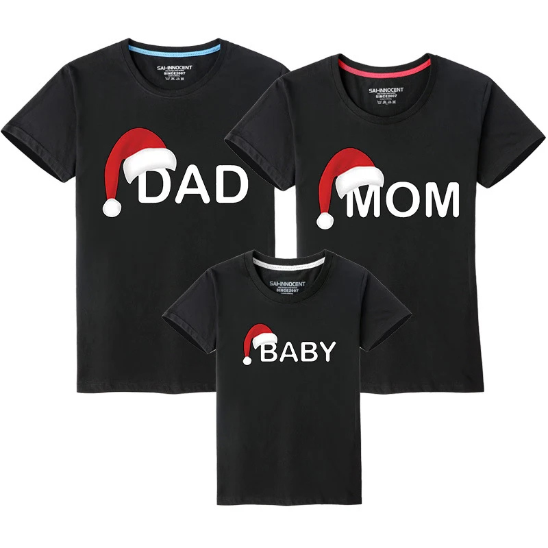 T-Shirt Outfits Clothing Christmas Mom Baby Mommy Son-Look Dad for Family Daughter And