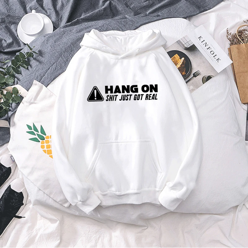 

MOUNTSHARP Hang On Sh*t Just Got Real Men Hoodies Streetwear Sweatshirts Cotton Hoodie Trend Letter Hooded Long Sleeve Clothes