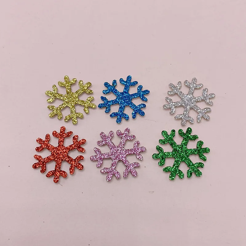 60 Teile/los 2cm Glitter schneeflocke Gepolsterte Appliques für DIY haar clip zubehör und Weihnachten handgemachte ornament patch – Detail 7