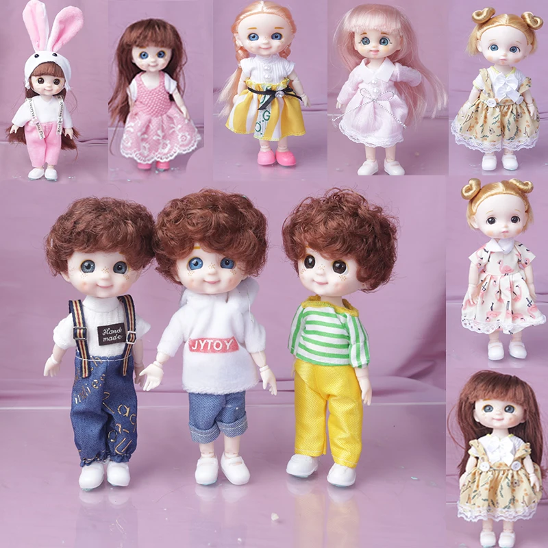 Blue Eyes 16cm BJD Doll 13 Moveable Joint Dolls Gray Little Girl Muilt-type Dress Make Up Toy Girls Gift |