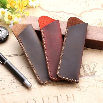 

1Pc Leather Pen Holder Fountain Pen Pouch Pencil Holder Handmade Ballpoint Pen Protective Sleeve Cover For Office School