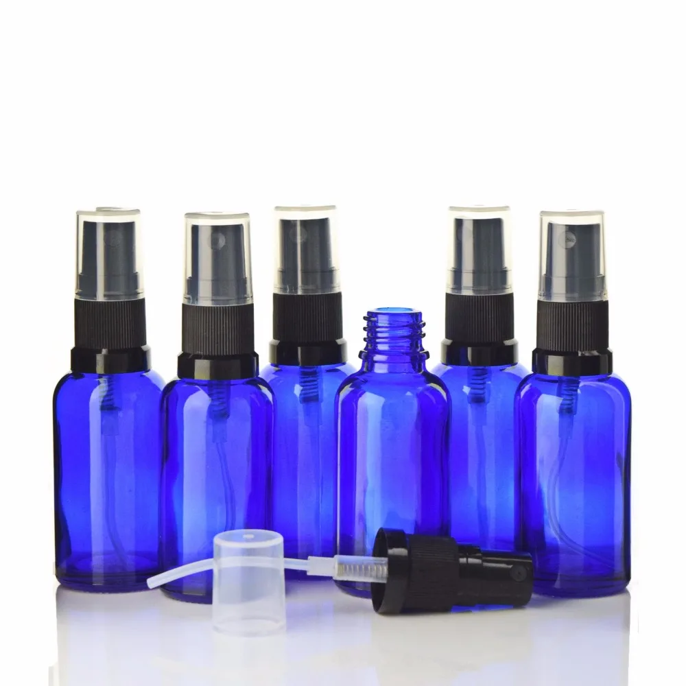 6pcs 30ml Spray Bottle Empty Refillable Blue Glass Fine Mist Sprayer Bottles for Essential Oils Cosmetics Perfume Atomizer 12pcs 60ml dropper bottle amber glass makeup essential oil sub bottling small green empty cosmetic container blue sample vials