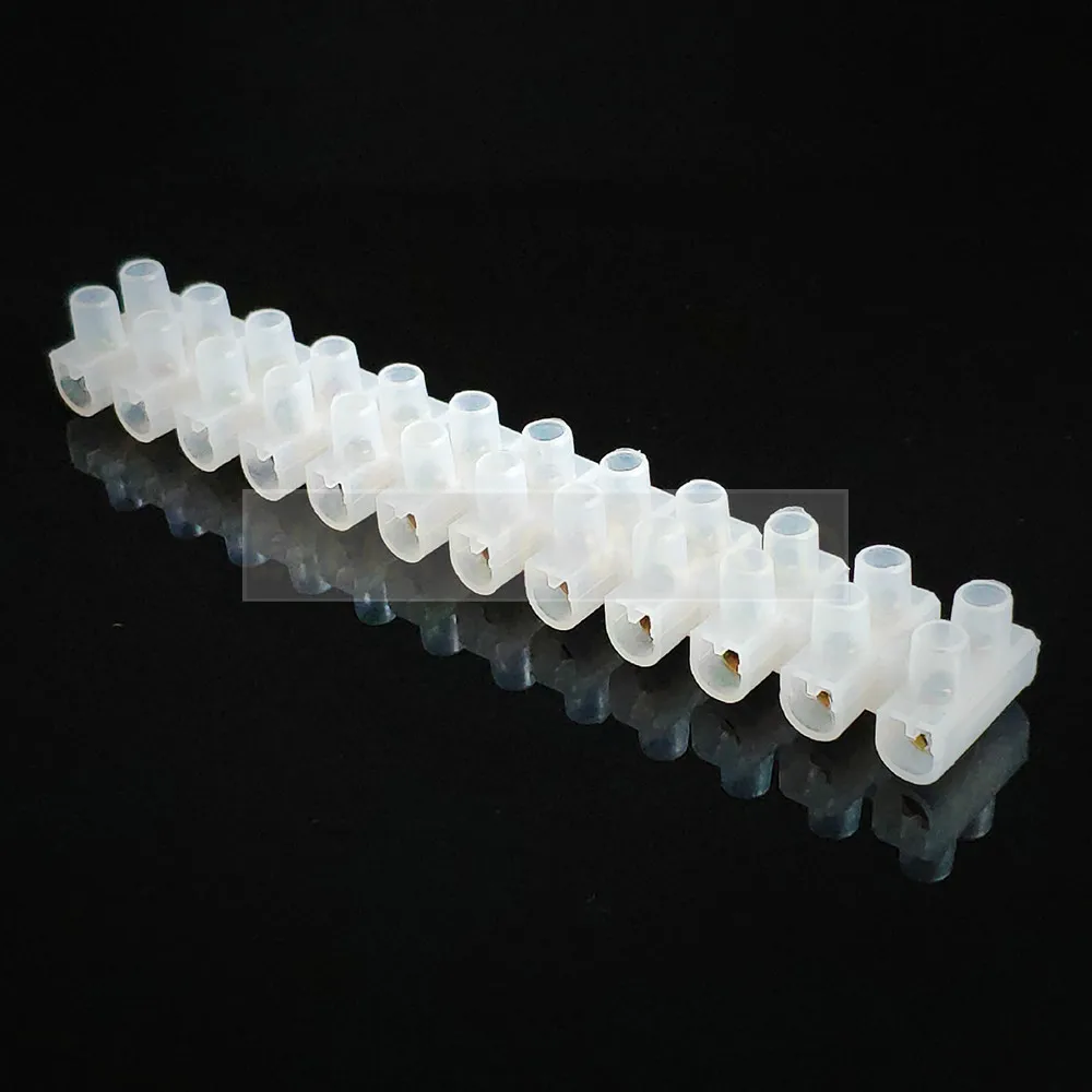 

3pcs 3A 5A 10A 380-400V Dual Row 12 Positions Screw Terminal Electric Barrier Strip Block Terminal Blocks G08 Plastic terminal