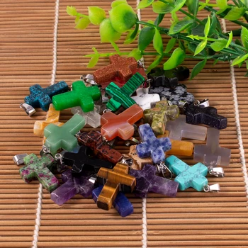 

Fubaoying Cross Pendant Necklace Women 1Pcs Rainbow Rose Quartz Necklace Bulk Charms For Men Gift