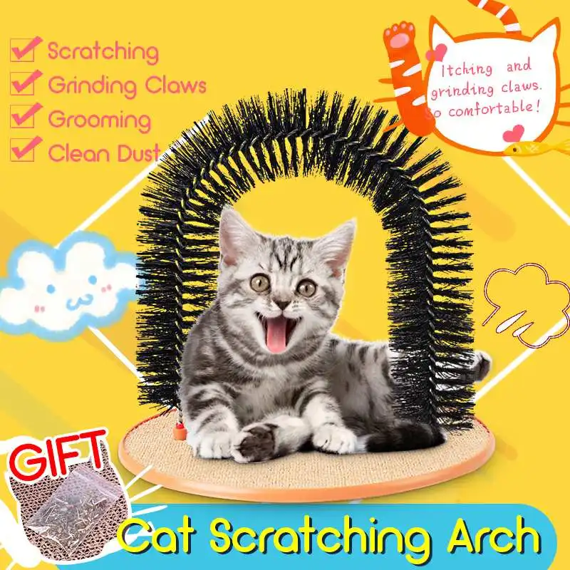 Pet Cat Arch самостоятельный грумер с круглым флисовым основанием кошки игрушечная щётка игрушки для домашних животных приспособления для царапания котенок-товары для ухода