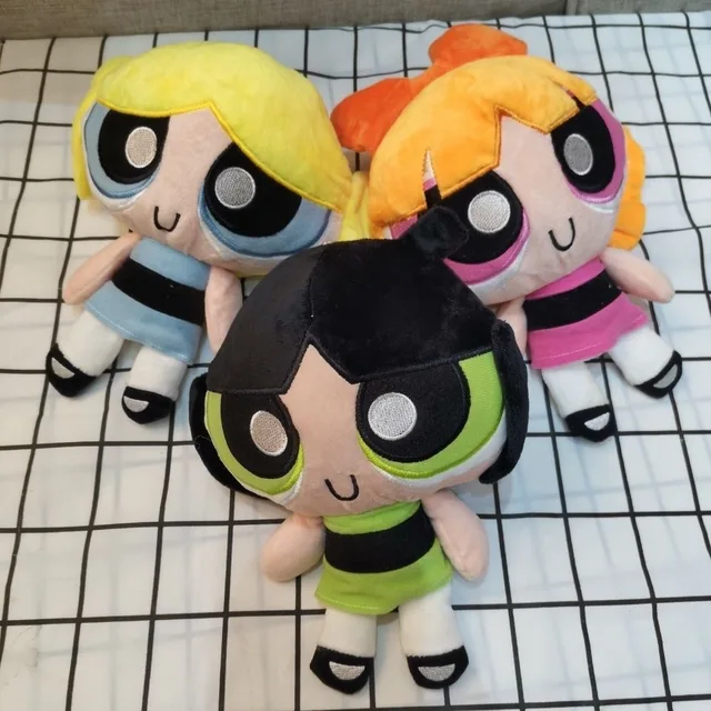 3pcs Cartoon anime Power puff plush Girls figure Blossom Buttercup Bubbles cute plush stuffed doll toy 20cm