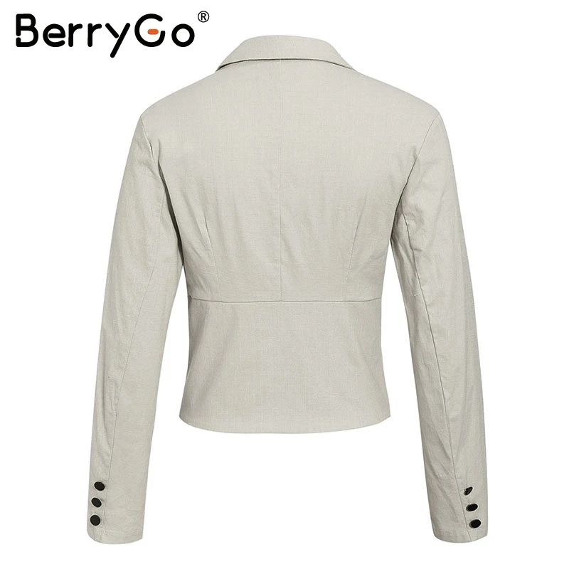 BerryGo модные пуговицы женский пиджак пальто длинный рукав Высокая талия женские осенние пальто уличная зимняя Офисная Женская куртка