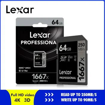 

Lexar SD Card 1667X Original 250MB/s 64GB 128GB 256GB SDXC UHS-II U3 Flash Memory Card For 3D 4K Digital Camera