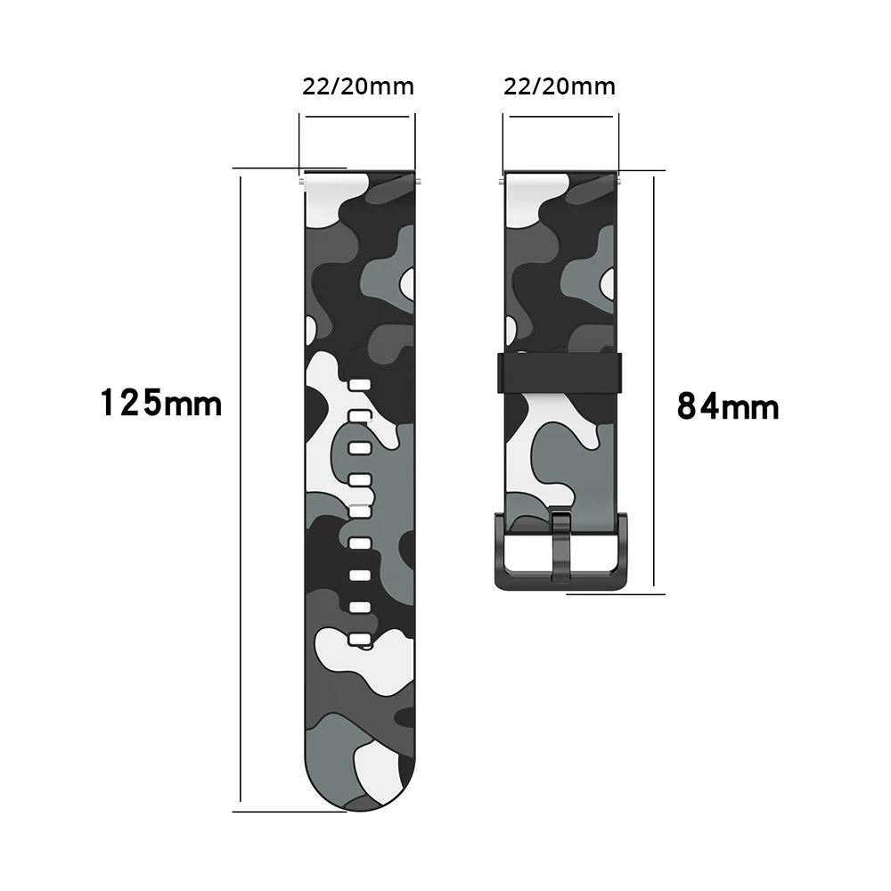Camo Silicone Band For Samsung Galaxy Watch Active 2 44mm 40mm Camouflage Silicone Strap For Galaxy Watch Active 1 Galaxy Watch