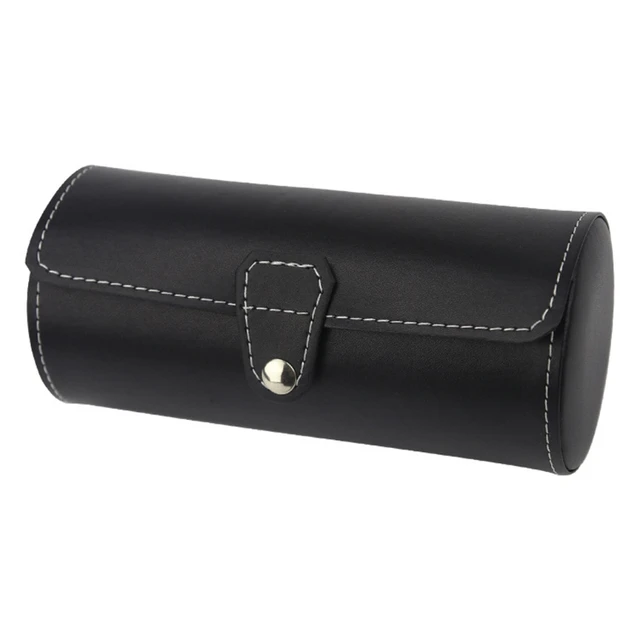 3 Slots Watch Roll Travel Case Chic Portable Vintage Leatherette Display Watch Storage Box with Slid in Out Watch Organizers B1