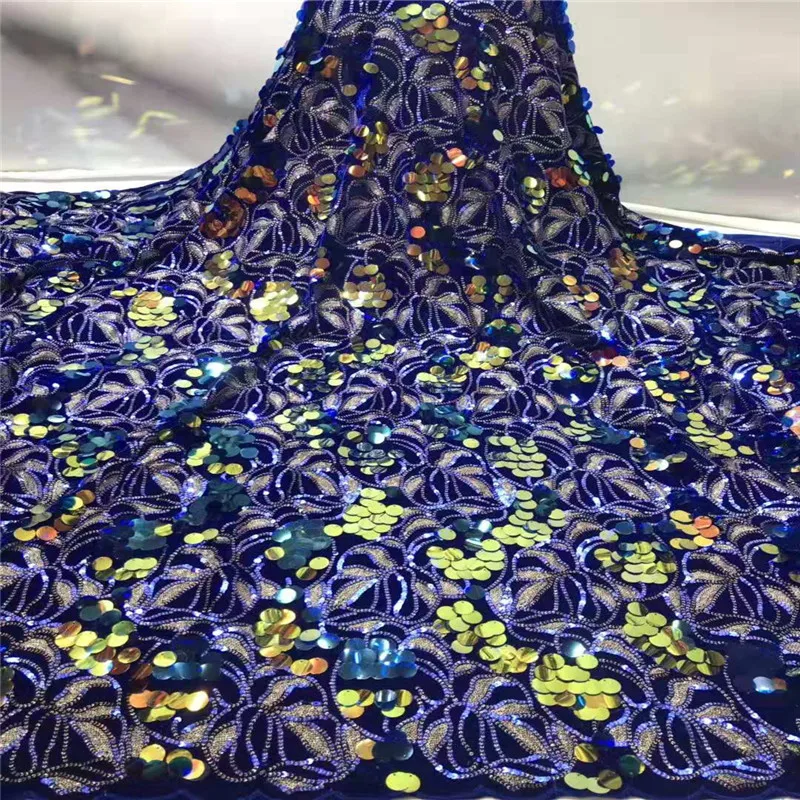 

African Lace Fabric 2019 High Quality Wine Lace African Velvet Lace Fabric With Sequins Embroidery Nigerian Party Dress