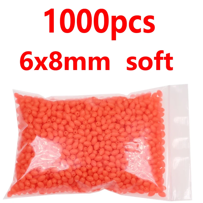 6x8mm 1000pcs red 1000/3000 шт.; ; детское нижнее белье красного и зеленого цвета; овальная мягкая резиновая светящиеся бусины для рыбалки светящиеся раковина бусины для рыболовные снасти рыболовные приманки рыболовные снасти - Цвет: 6x8mm 1000pcs red