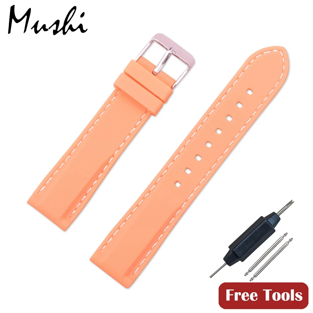 Качественный силиконовый ремешок для часов Diver Watch Band резиновый ремешок для наручных часов 18 мм 20 мм 22 мм 24 мм с застежкой из нержавеющей стали - Цвет ремешка: JX-Orange