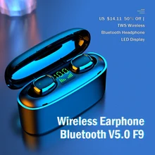 Kuge fones de ouvido bluetooth 2000 tws, fones de ouvido, fones auriculares, bluetooth, f9 tws, sem fio, display de led, com carregador, mah, com microfone