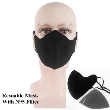 

Reusable Sports Mask with N95 Filter Dustproof Mask Carbon Filtration Exhaust Gas Anti Pollen Workout Running Motorcycle Cycling