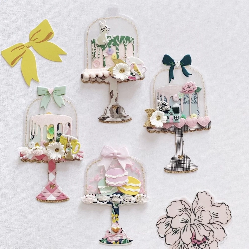 Kscraft Sweet Cloche Cake Stand Metal Cutting Dies Stencils For Diy