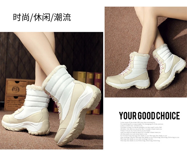 Women Boots Women Snow Boots Winter Warm Fur Platform Ankle Boots Women Shoes Fashion Lace Up Winter Shoes Female