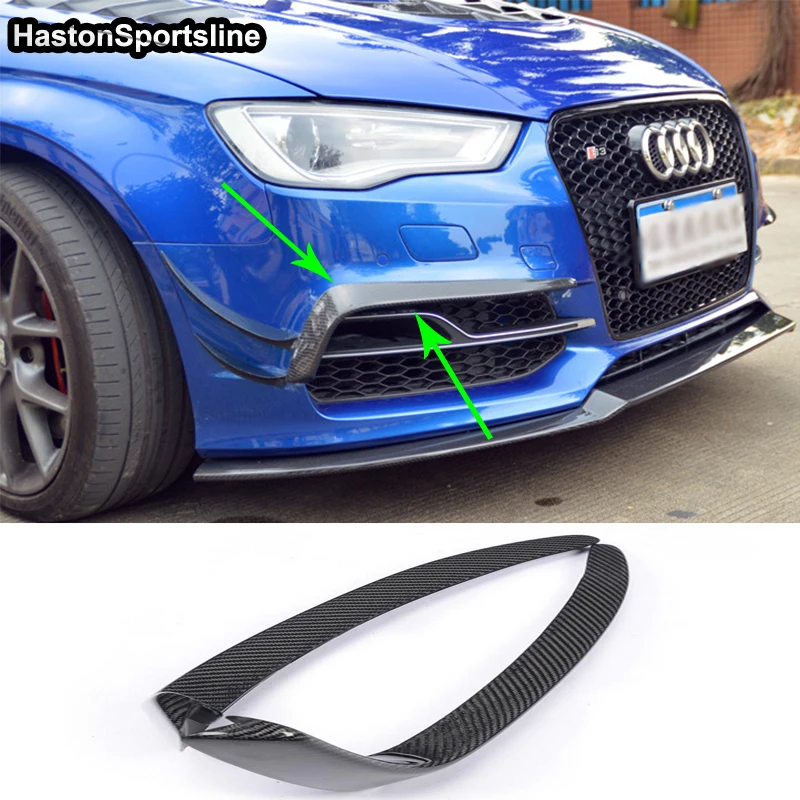 

For Audi S3 Modified Carbon Fiber Front Apron Splitter Front Fog Lamp Fin Car Styling 2014-2016