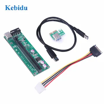 

KEBIDU PCI-E Riser Card PCI Express PCIE 1X to 16X Adapter SATA 4Pin Molex Power USB 3.0 Cable for Miner Mining