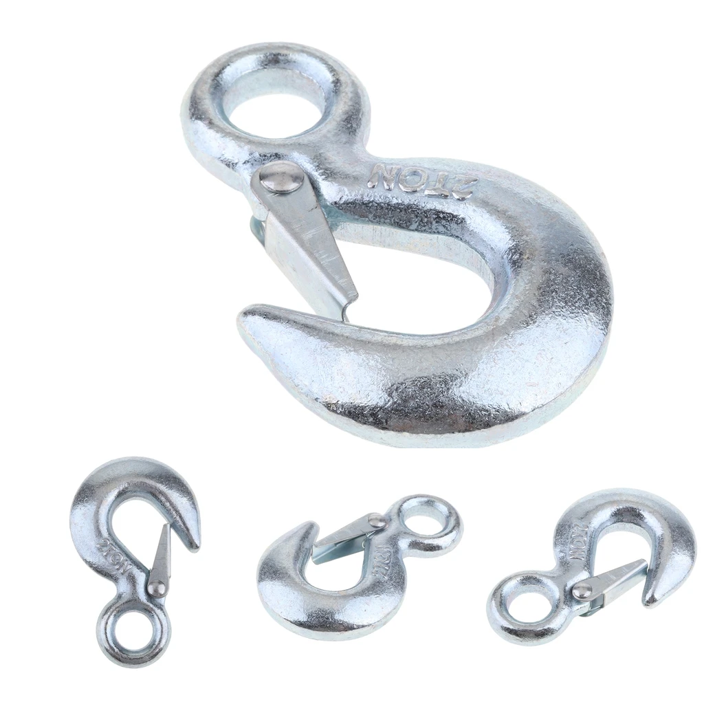 4 x 2 Tons Eye Sling Winch Hook w/ Clevis Safety Latch for Hoist Sling Winch