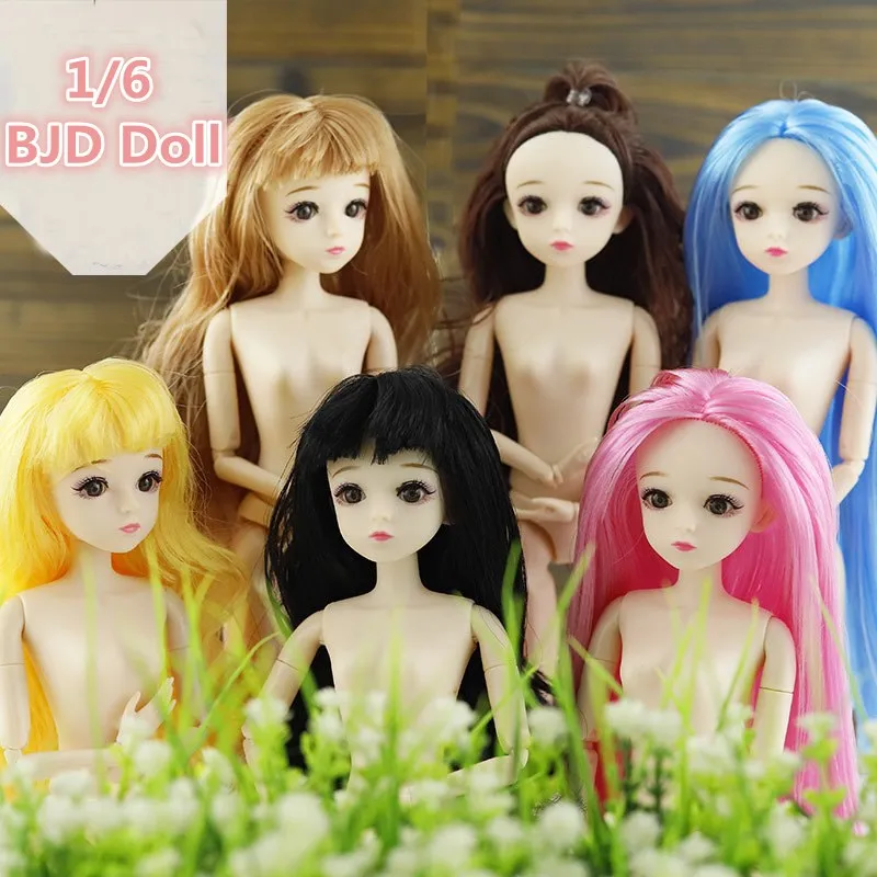 1/6 BJD кукла 21 подвижные шарнирные куклы 3D глаза Детская Обнаженная длинные волосы