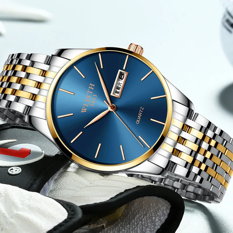 

Men's Watch 2021 New Luminous Waterproof Double Calendar Quartz Watch Manufacturers Wholesale Fashion New Business Quartz Watch