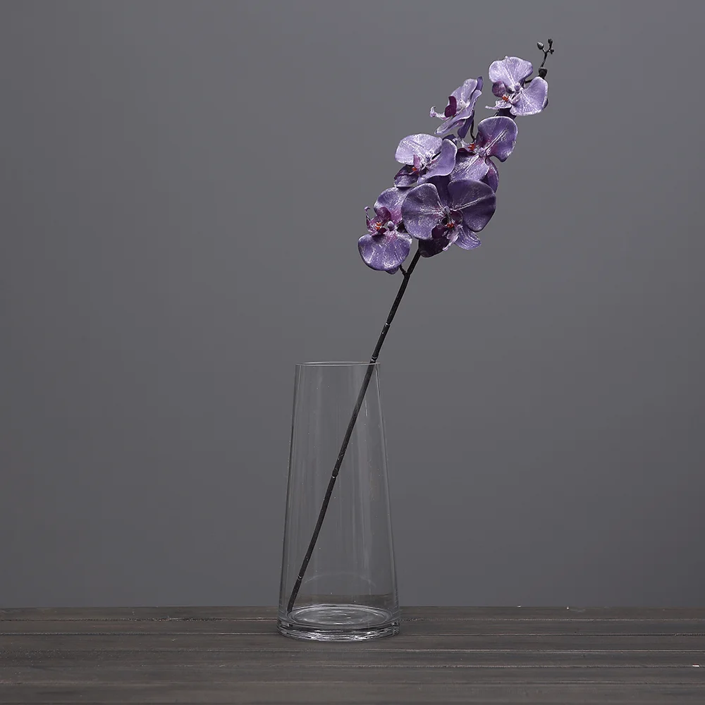 silver-violet Античный вид, шелковые орхидеи фаленопсис, искусственные рождественские цветы в металлическом золоте и серебре, 27," высотой 6" в ширину - Цвет: silver-violet